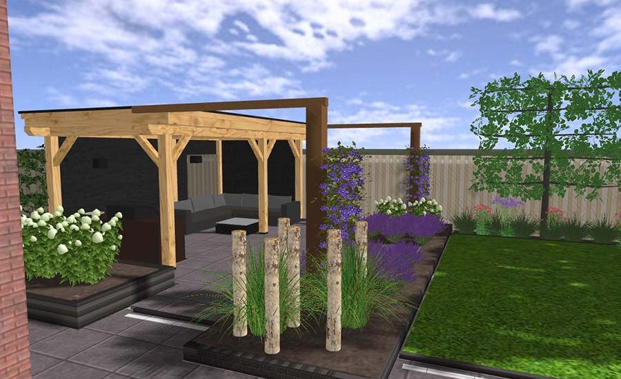 Tuininspiratie ontwerp tuin in 3d